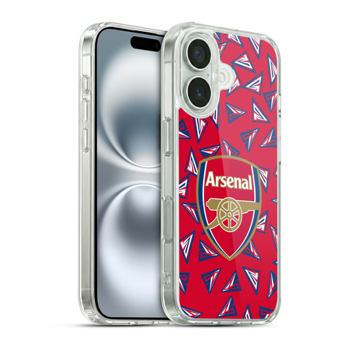 Arsenal FC Logos Geometric Pattern Soft Gel Case for Apple iPhone 16 & MagSafe