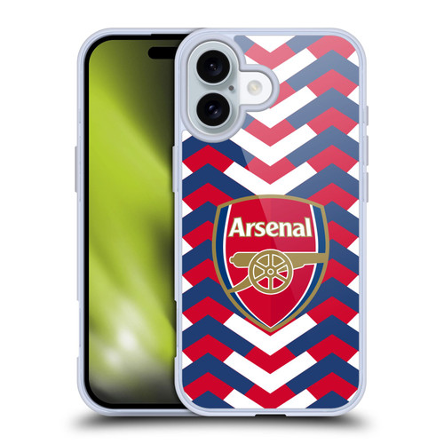 Arsenal FC Logos Zigzag Soft Gel Case for Apple iPhone 16 & MagSafe