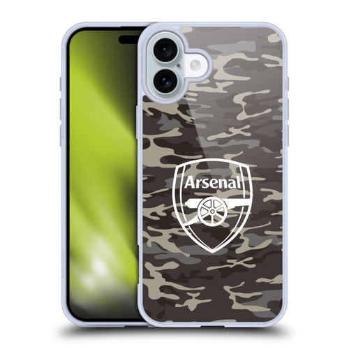 Arsenal FC Logos Camouflage Soft Gel Case for Apple iPhone 16 Plus