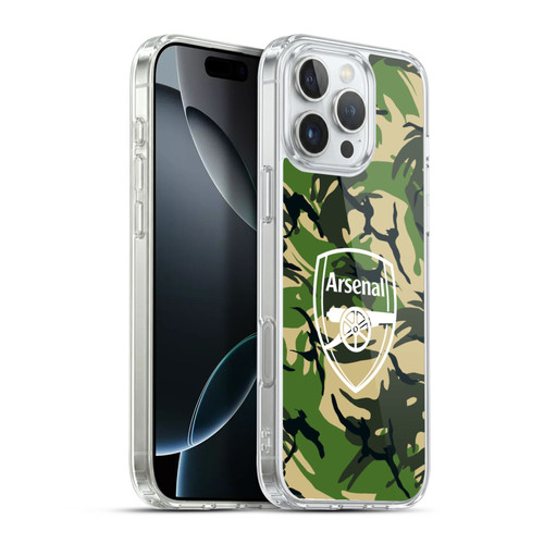 Arsenal FC Logos Camouflage Disruptive Pattern Soft Gel Case for Apple iPhone 16 Pro Max & MagSafe