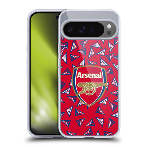 Arsenal FC Logos Geometric Pattern Soft Gel Case for Google Pixel 9 Pro XL