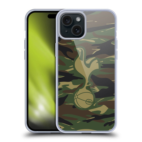 Tottenham Hotspur F.C. Badge Woodland Camouflage Soft Gel Case for Apple iPhone 15 Plus & MagSafe