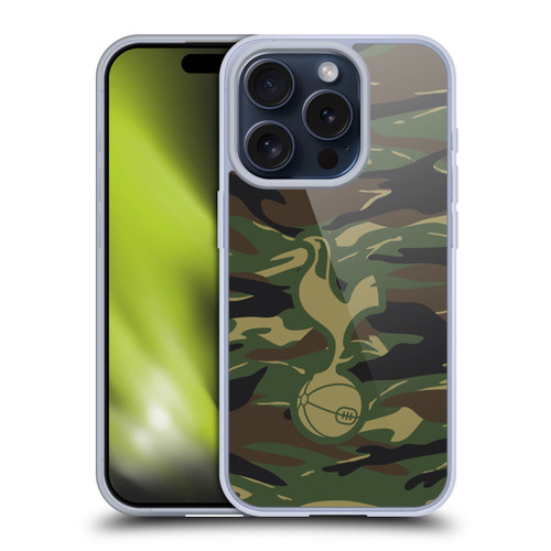 Tottenham Hotspur F.C. Badge Woodland Camouflage Soft Gel Case for Apple iPhone 15 Pro & MagSafe