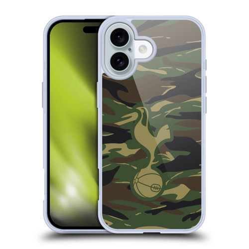 Tottenham Hotspur F.C. Badge Woodland Camouflage Soft Gel Case for Apple iPhone 16 & MagSafe