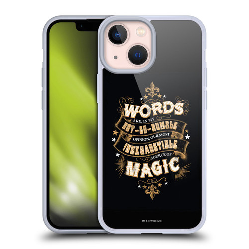 Harry Potter Deathly Hallows XIV Words Magic Dumbledore Quote Soft Gel Case for Apple iPhone 13 Mini & MagSafe