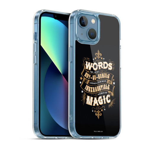 Harry Potter Deathly Hallows XIV Words Magic Dumbledore Quote Soft Gel Case for Apple iPhone 13 Mini & MagSafe