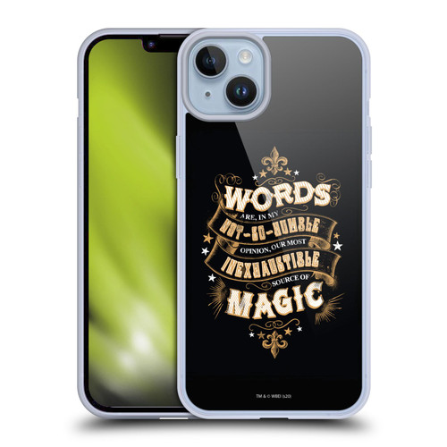 Harry Potter Deathly Hallows XIV Words Magic Dumbledore Quote Soft Gel Case for Apple iPhone 14 Plus & MagSafe