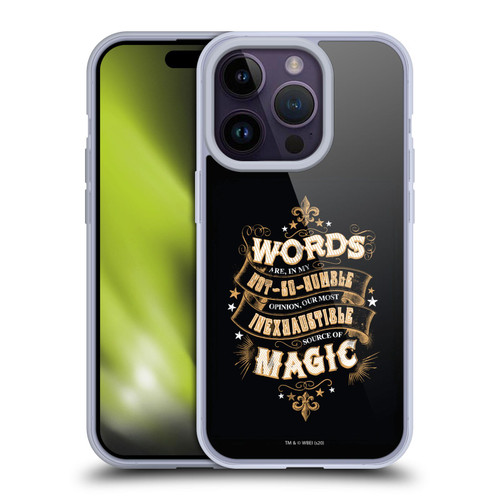 Harry Potter Deathly Hallows XIV Words Magic Dumbledore Quote Soft Gel Case for Apple iPhone 14 Pro & MagSafe