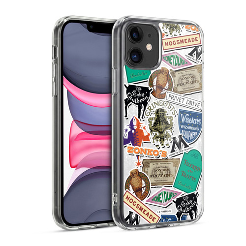 Harry Potter Locations Typography Logo Collage Soft Gel Case for Apple iPhone 11