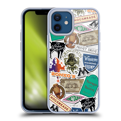 Harry Potter Locations Typography Logo Collage Soft Gel Case for Apple iPhone 12 / iPhone 12 Pro & MagSafe