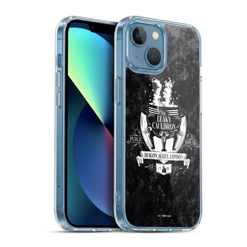 Harry Potter Locations Typography The Leaky Cauldron Soft Gel Case for Apple iPhone 13 Mini & MagSafe