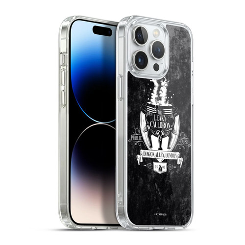 Harry Potter Locations Typography The Leaky Cauldron Soft Gel Case for Apple iPhone 13 Pro Max & MagSafe