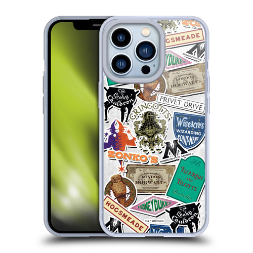Harry Potter Locations Typography Logo Collage Soft Gel Case for Apple iPhone 13 Pro & MagSafe