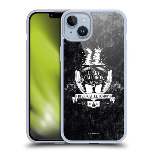 Harry Potter Locations Typography The Leaky Cauldron Soft Gel Case for Apple iPhone 14 Plus & MagSafe