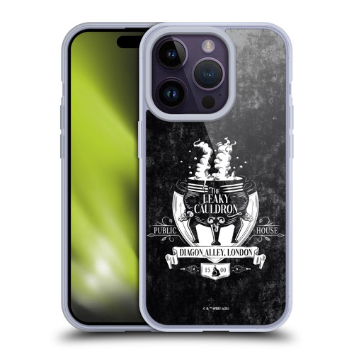 Harry Potter Locations Typography The Leaky Cauldron Soft Gel Case for Apple iPhone 14 Pro & MagSafe