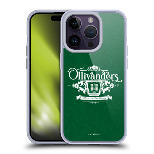 Harry Potter Locations Typography Ollivanders Soft Gel Case for Apple iPhone 14 Pro & MagSafe
