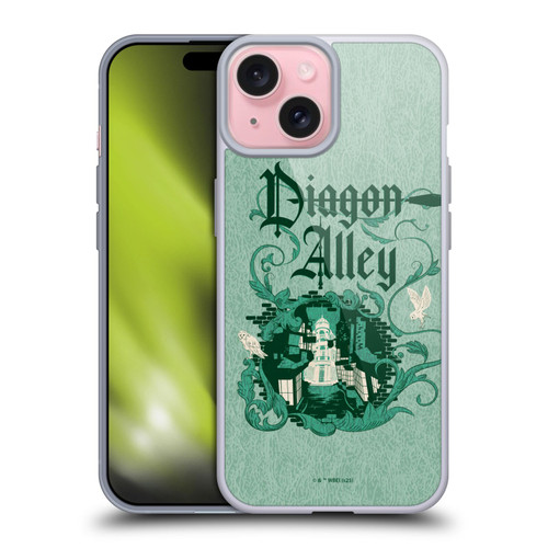 Harry Potter Locations Typography Diagon Alley Soft Gel Case for Apple iPhone 15