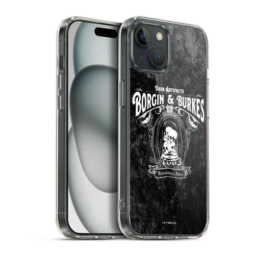 Harry Potter Locations Typography Borgin & Burkes Soft Gel Case for Apple iPhone 15 Plus & MagSafe