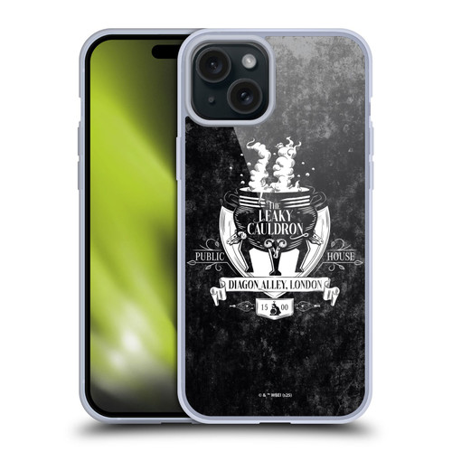 Harry Potter Locations Typography The Leaky Cauldron Soft Gel Case for Apple iPhone 15 Plus & MagSafe