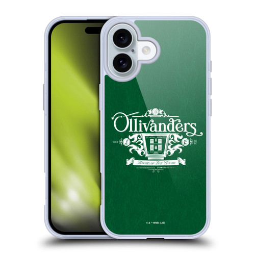 Harry Potter Locations Typography Ollivanders Soft Gel Case for Apple iPhone 16 & MagSafe