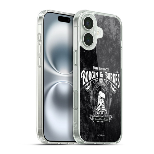 Harry Potter Locations Typography Borgin & Burkes Soft Gel Case for Apple iPhone 16 Plus & MagSafe
