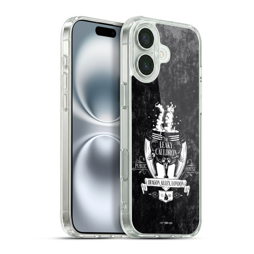 Harry Potter Locations Typography The Leaky Cauldron Soft Gel Case for Apple iPhone 16 Plus & MagSafe