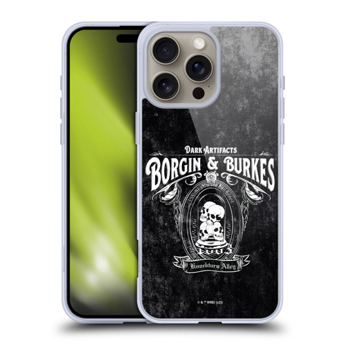 Harry Potter Locations Typography Borgin & Burkes Soft Gel Case for Apple iPhone 16 Pro Max & MagSafe