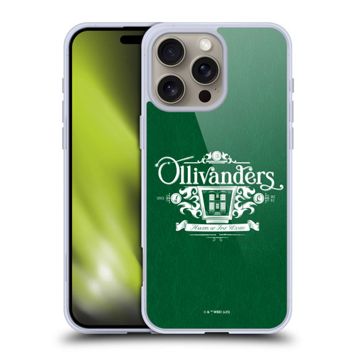 Harry Potter Locations Typography Ollivanders Soft Gel Case for Apple iPhone 16 Pro Max & MagSafe
