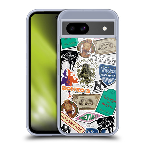 Harry Potter Locations Typography Logo Collage Soft Gel Case for Google Pixel 8a