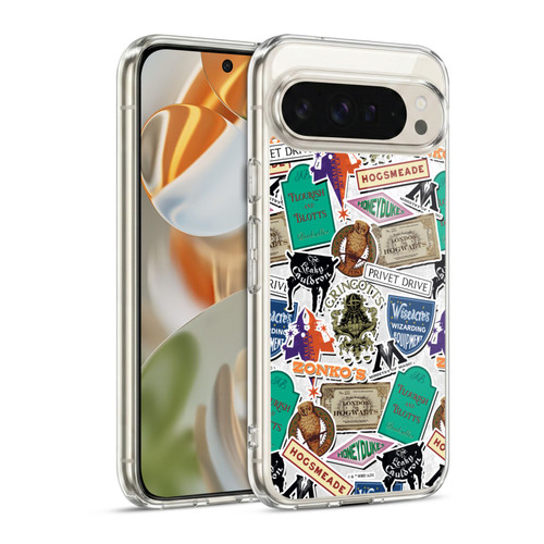 Harry Potter Locations Typography Logo Collage Soft Gel Case for Google Pixel 9 / Pixel 9 Pro