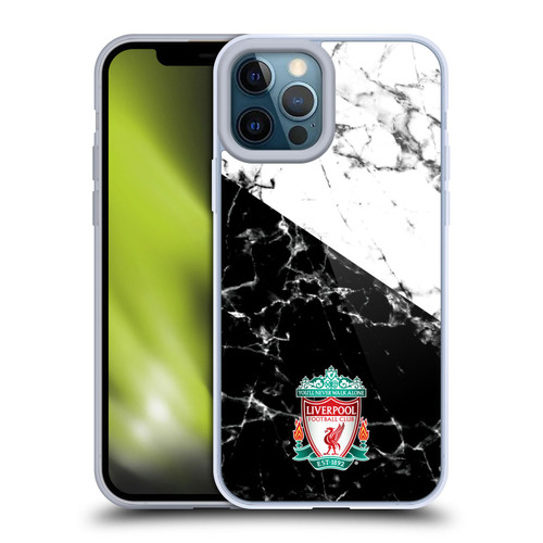 Liverpool Football Club Marble Black White Crest Soft Gel Case for Apple iPhone 12 Pro Max & MagSafe