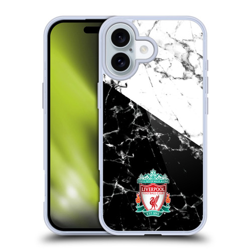 Liverpool Football Club Marble Black White Crest Soft Gel Case for Apple iPhone 16