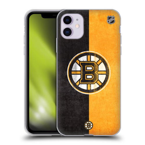 NHL Boston Bruins Half Distressed Soft Gel Case for Apple iPhone 11