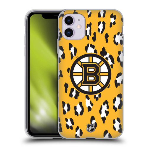 NHL Boston Bruins Leopard Pattern Soft Gel Case for Apple iPhone 11