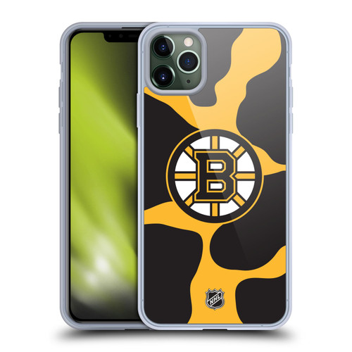 NHL Boston Bruins Cow Pattern Soft Gel Case for Apple iPhone 11 Pro Max & MagSafe