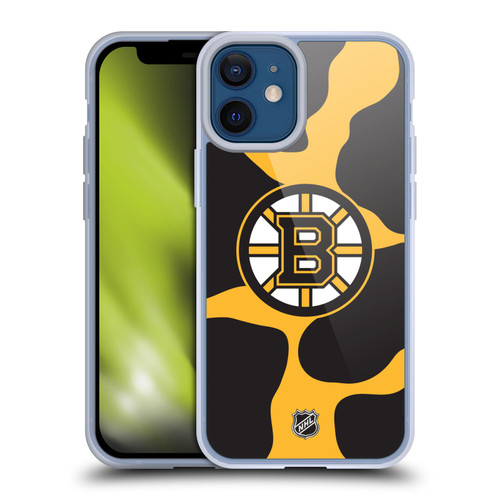 NHL Boston Bruins Cow Pattern Soft Gel Case for Apple iPhone 12 Mini & MagSafe