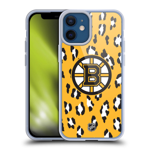 NHL Boston Bruins Leopard Pattern Soft Gel Case for Apple iPhone 12 Mini & MagSafe