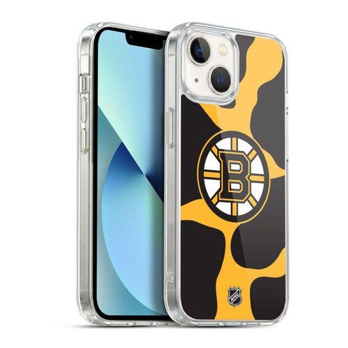 NHL Boston Bruins Cow Pattern Soft Gel Case for Apple iPhone 13