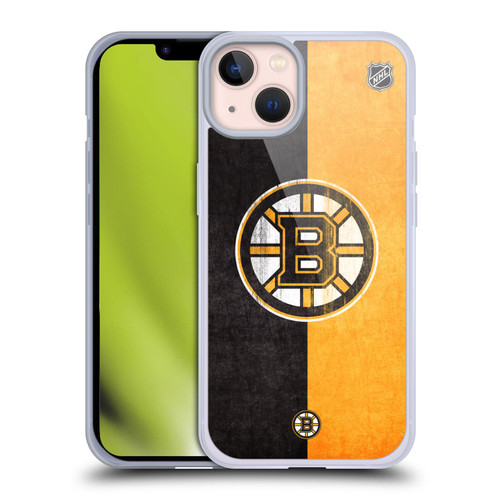 NHL Boston Bruins Half Distressed Soft Gel Case for Apple iPhone 13
