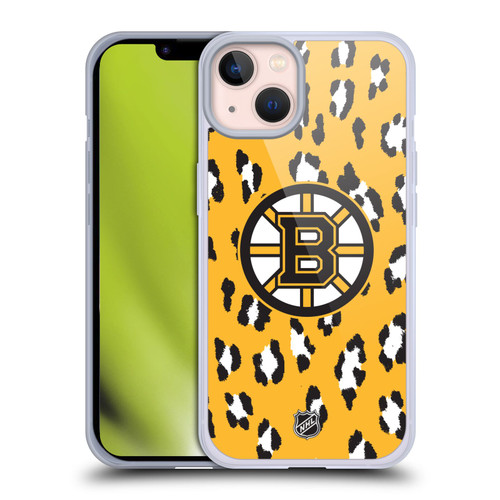 NHL Boston Bruins Leopard Pattern Soft Gel Case for Apple iPhone 13