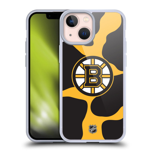 NHL Boston Bruins Cow Pattern Soft Gel Case for Apple iPhone 13 Mini & MagSafe