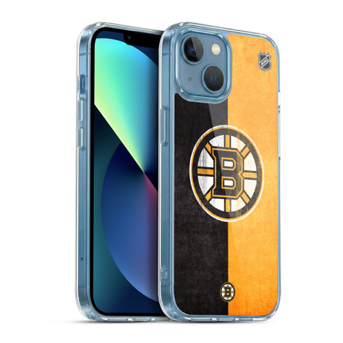 NHL Boston Bruins Half Distressed Soft Gel Case for Apple iPhone 13 Mini & MagSafe