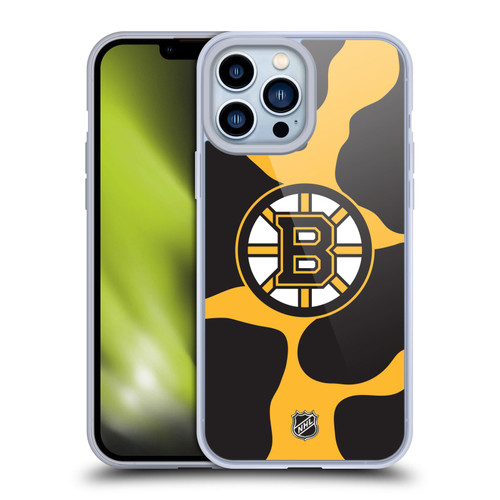 NHL Boston Bruins Cow Pattern Soft Gel Case for Apple iPhone 13 Pro Max & MagSafe