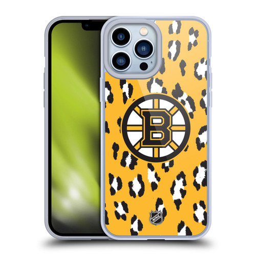 NHL Boston Bruins Leopard Pattern Soft Gel Case for Apple iPhone 13 Pro Max & MagSafe