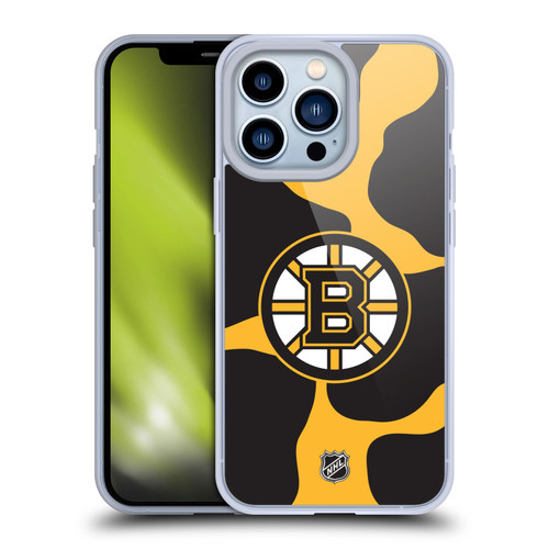 NHL Boston Bruins Cow Pattern Soft Gel Case for Apple iPhone 13 Pro & MagSafe