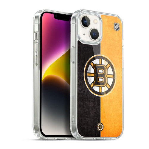 NHL Boston Bruins Half Distressed Soft Gel Case for Apple iPhone 14