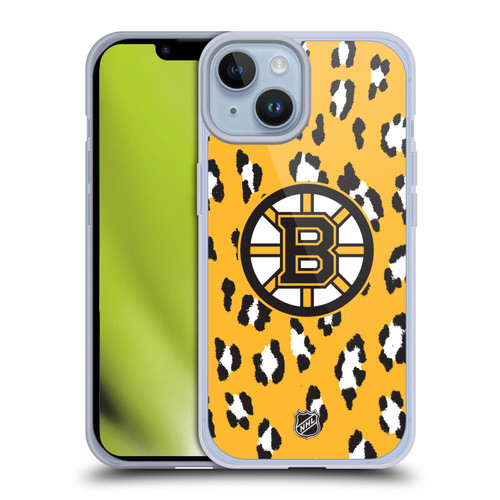 NHL Boston Bruins Leopard Pattern Soft Gel Case for Apple iPhone 14