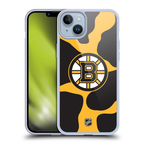 NHL Boston Bruins Cow Pattern Soft Gel Case for Apple iPhone 14 Plus & MagSafe