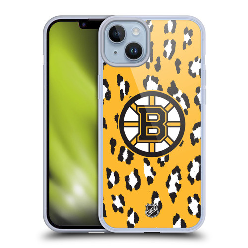 NHL Boston Bruins Leopard Pattern Soft Gel Case for Apple iPhone 14 Plus & MagSafe