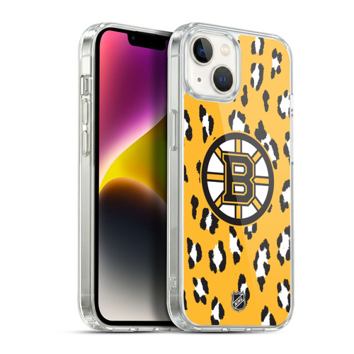 NHL Boston Bruins Leopard Pattern Soft Gel Case for Apple iPhone 14 Plus & MagSafe